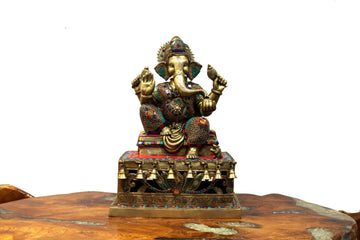 Ganesha On Bell Pedestal